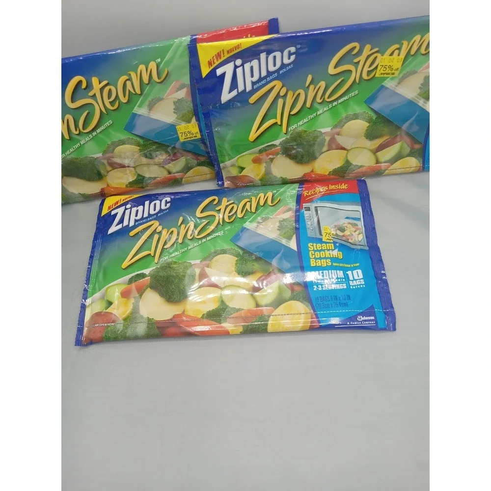 Ziploc ZipN Steam Microwave Cooking Bags 10 Bags Per Pack 3 Packs Medium